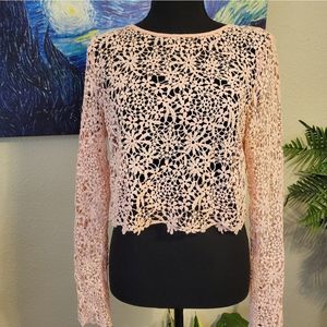 LACE CROP SWEATER